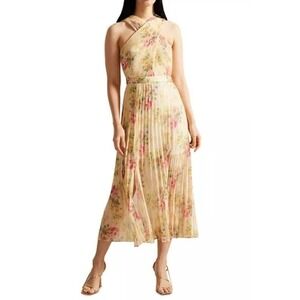 Ted Baker Women Tan Amerah Cross Front Pleated Midi Dress Size 0/US 2 NWT 395$